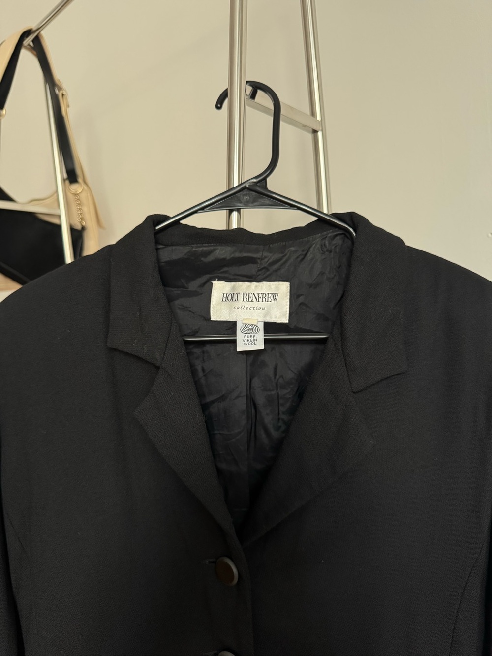 Holt Renfrew Collection wool Black Single-Breasted Tailored Blazer - Picture 2 of 3